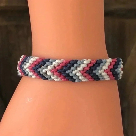 3 for $25/ Handmade Woven Pink & Blue Adjustable Bracelet NWT - Picture 2 of 4